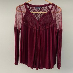 American Eagle red long sleeve